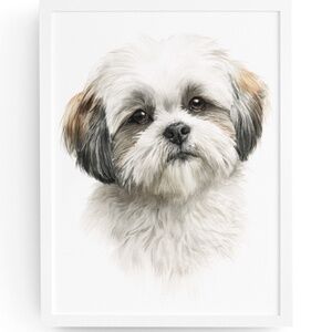 Watercolor Shih Tzu Dog Portrait Wall Art Print Poster Unframed - Pet Artwork